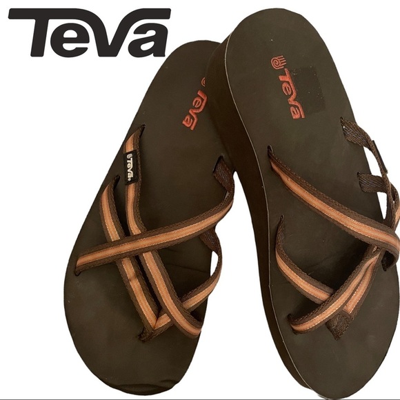 Teva Shoes - 𝅺TEVA Mush Mandalyn Wedge ola 2 Sandal Flip Flops Women Size 6 orange brown